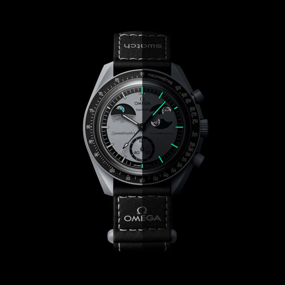 The Bioceramic Moon Swatch MISSION TO EARTHPHASE celebrates the splendor of the Earth as seen from the moon